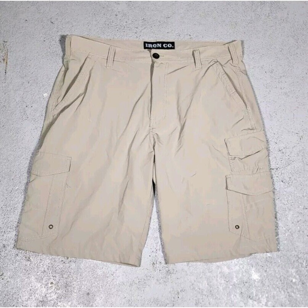 Iron Co Cargo Shorts Mens 36  Beige‎ Casual Pockets Polyester